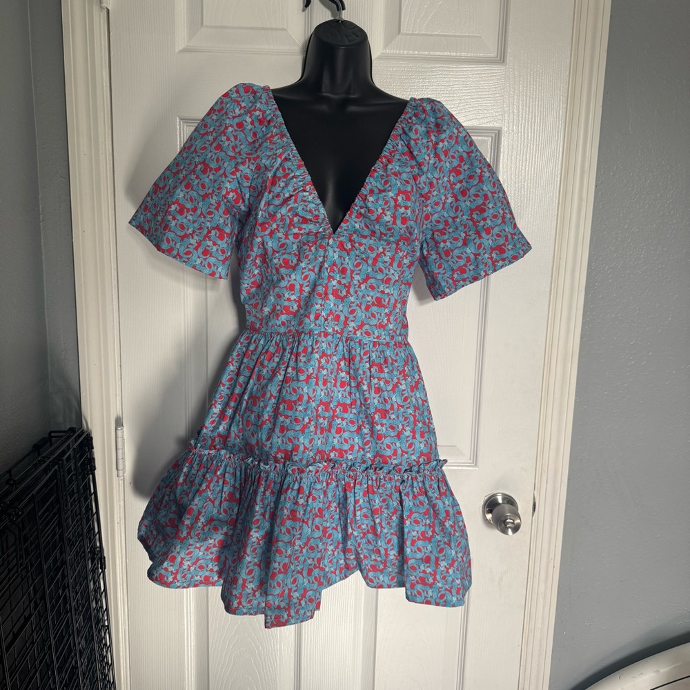 LHD La Tagliata Patterned Ruffle Mini Dress - size 6